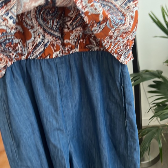 Mo:vint New York Paisley Print Chambray Linen Romper - Picture 3 of 8